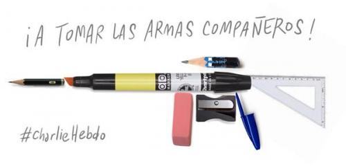 Je suis Charlie : l'humour & les images... charlie hebdo, arme, arma, tomar las armas, prendre les armes, dessin, art