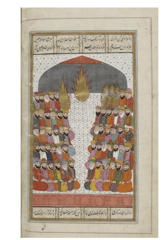 Muhammad siège devant les croyants, Miniature du Cachemire, XIXe siècle, BNF