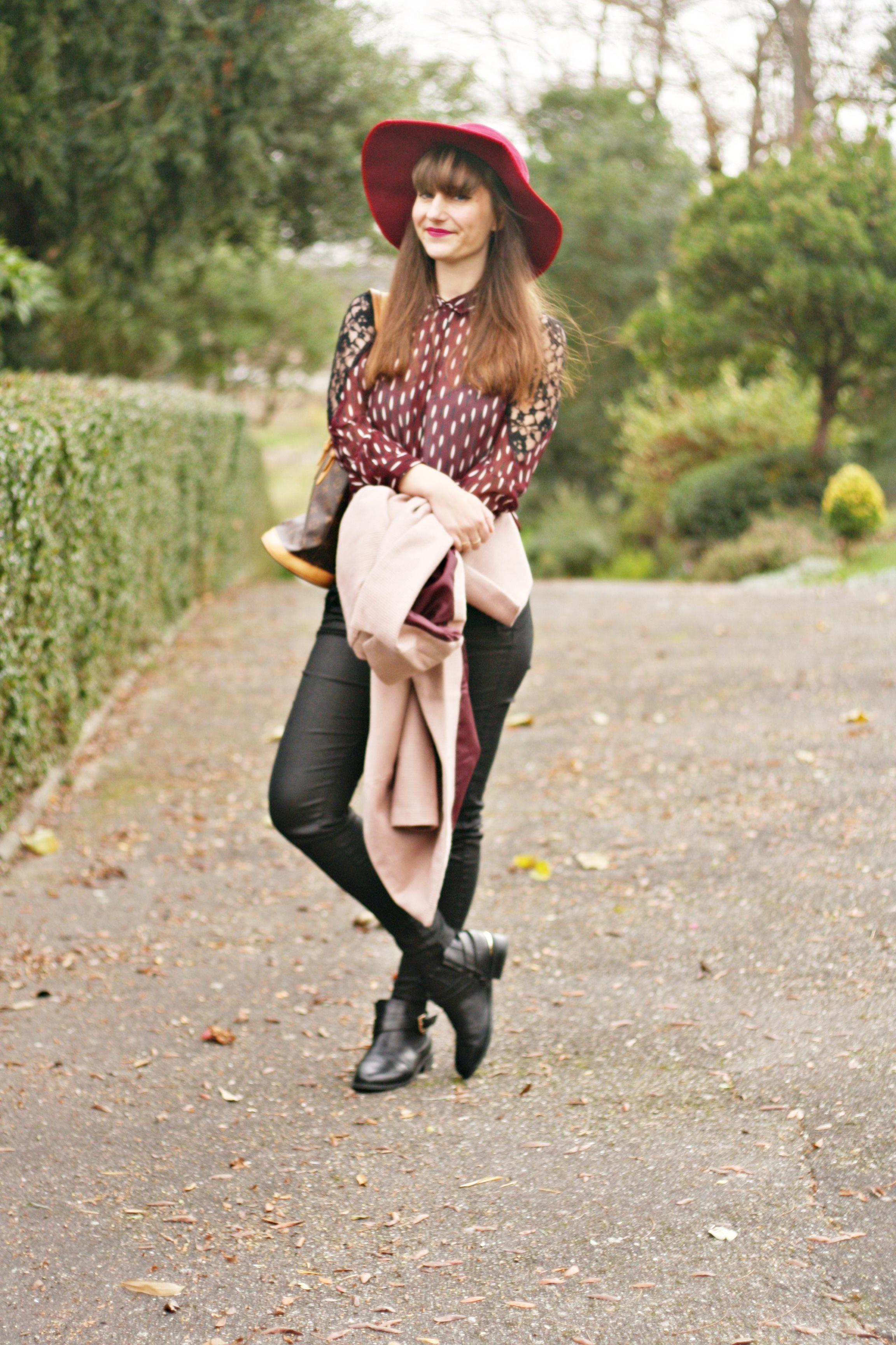 Tonalité prune street style capeline chemise prune vero moda blog mode femme louis vuitton