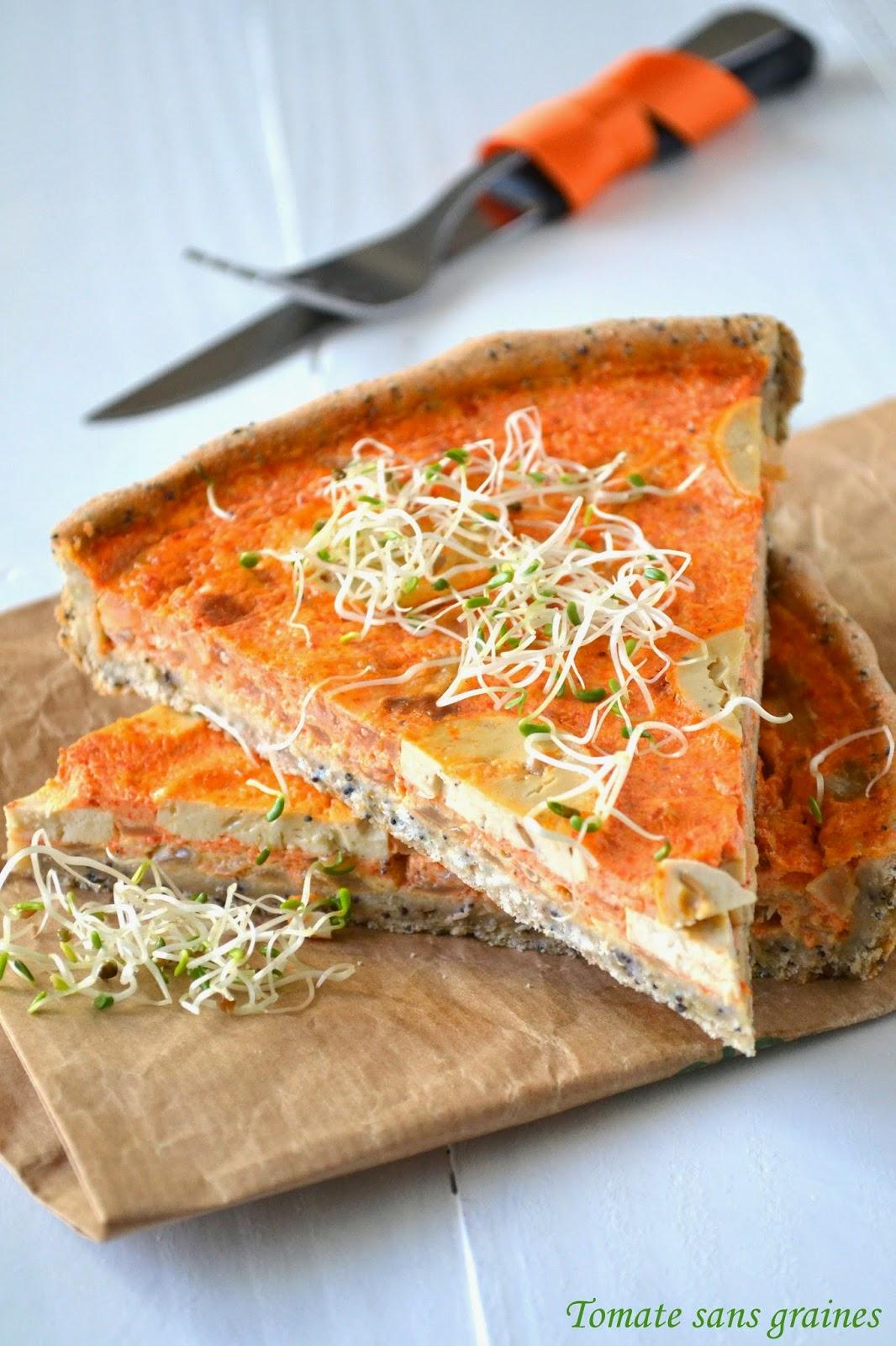 Tarte {oignon-poivronnade} & graines germées Tarte {oignon-poivronnade} & graines germées