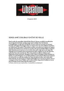 Déferlante médiatique pour l’ouverture de FAITS D’HIVER avec la création NUIT BLANCHE À OUAGADOUGOU de Serge Aimé Coulibaly LIBERATION_13012015
