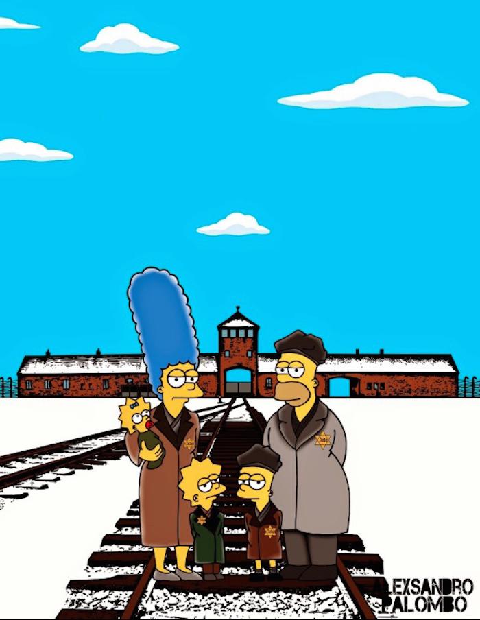« Never Again », un artiste italien imagine les Simpson à Auschwitz
