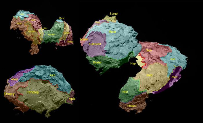 cartographie des régions de la comète 67P