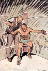 La boxe,  gravure de Paul Ordner. 