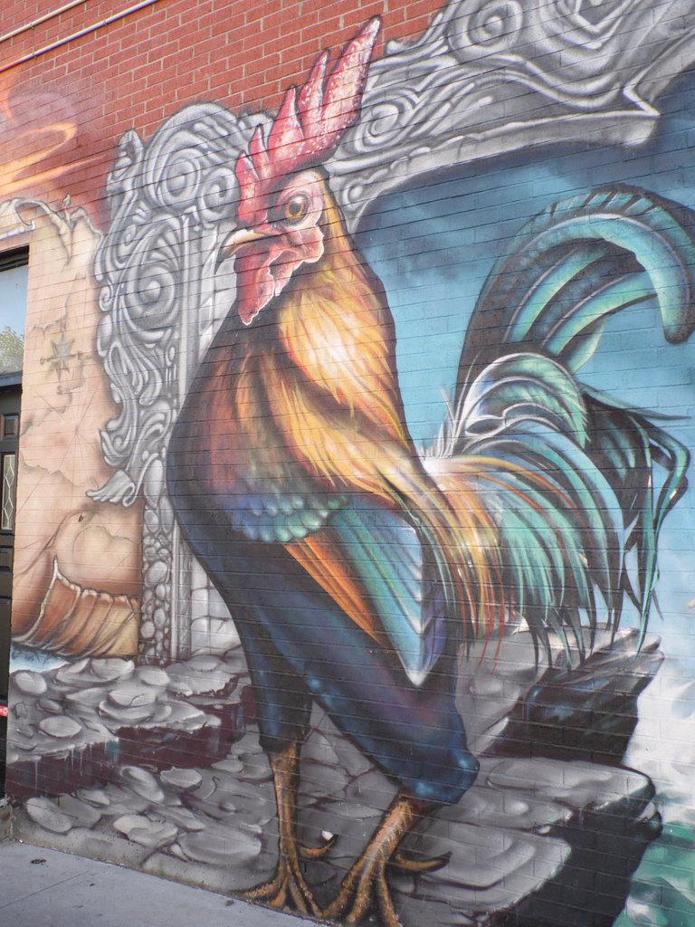 Canada - Peintures murales 8 les 4 dernières photos, représentent : La taverne, autre lieu très montréalais qui permet des rencontres conviviales. On joue aux cartes, on refait le monde