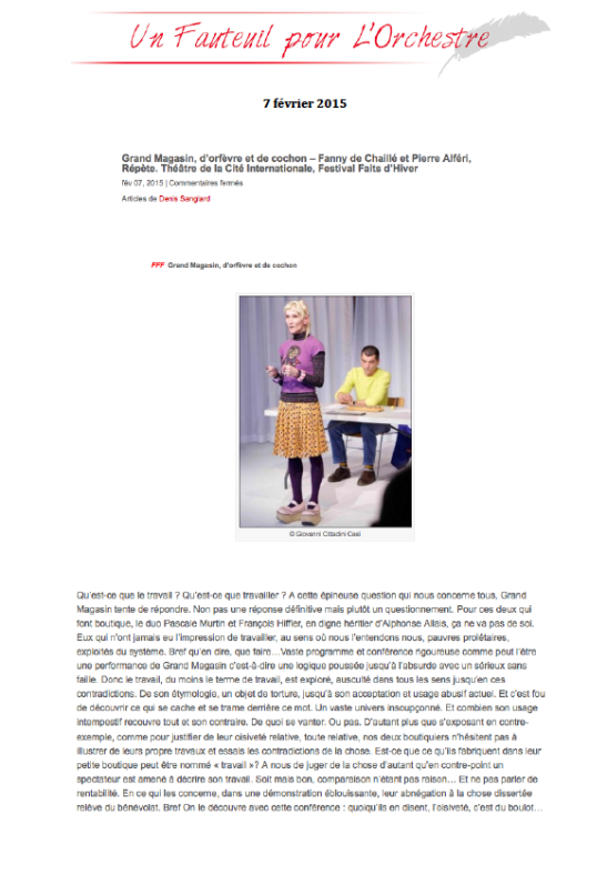 LA PRESSE EN PARLE: « D’orfèvre et de cochon » de Grand Magasin / « Répète » de Fanny de Chaillé & Pierre Alféri (Festival Faits d’Hiver) Capture d’écran 2015-02-10 à 13.59.36