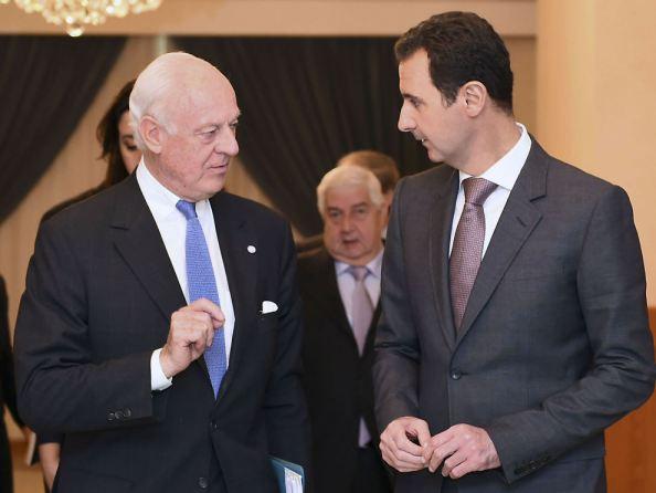 Staffan de Mistura et Bashar al-Assad