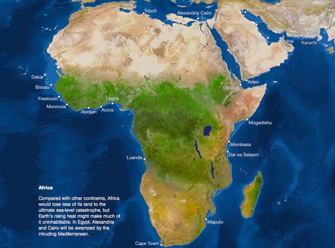 Voici à quoi ressemblera la Terre lorsque toute la glace aura fondu Carte du monde sans banquise