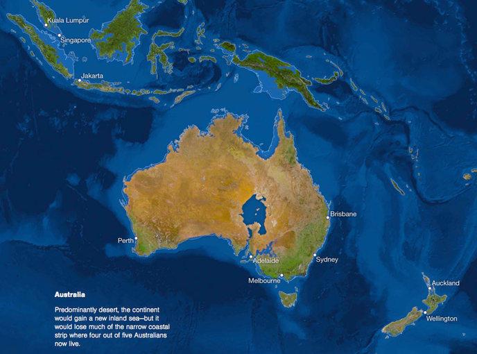 Voici à quoi ressemblera la Terre lorsque toute la glace aura fondu Carte du monde sans banquise