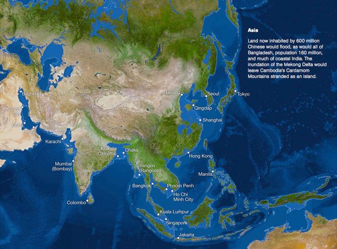 Voici à quoi ressemblera la Terre lorsque toute la glace aura fondu Carte du monde sans banquise