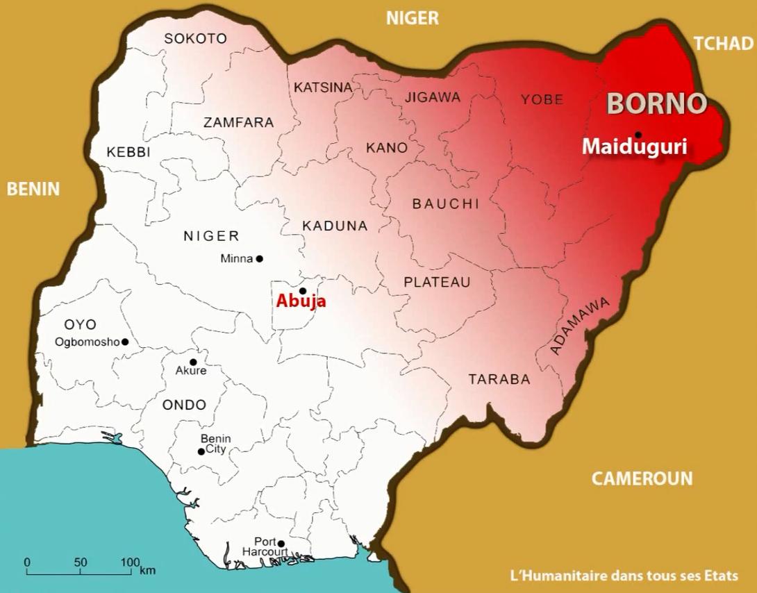 Tchad : conséquences de l’escalade de la violence au nord-est du Nigéria Carte nigeria