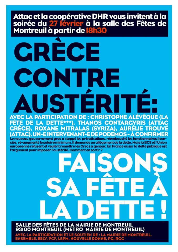 Soirée de soutien au peuple grec contre l'austérité 27 février 18h30 salle des Fêtes de Montreuil