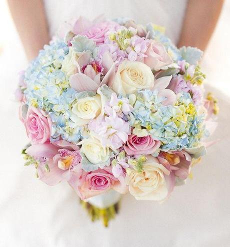 Pastel wedding flower bouquet, bridal bouquet, wedding flowers, add pic source on comment and we will update it. www.myfloweraffair.com can create this beautiful wedding flower look.
