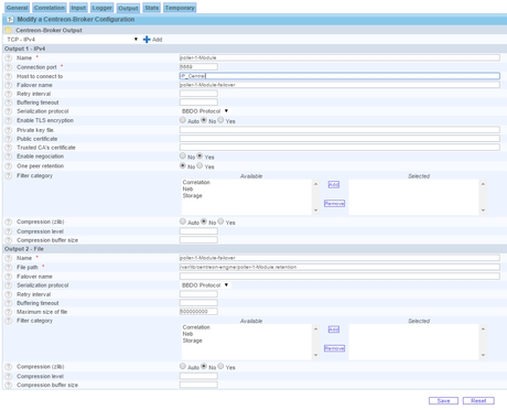 Configuration de Output