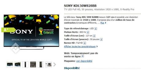 Qui parle d’obsolescence programmée ? SONY KDL50W828BB