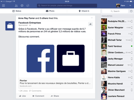 Pub perrier facebook.PNG mas media vs médias sociaux