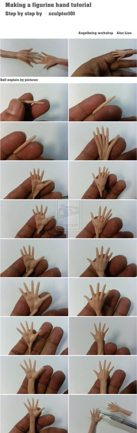 Main réaliste en pâte polymère diy modelage main fimo