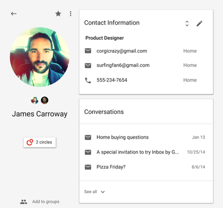 Google dévoile une nouvelle version de l’application Contacts