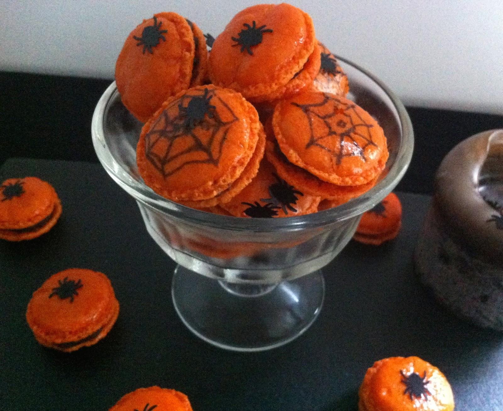 sucre, macaron, halloween, chocolat, orange