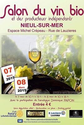 Photo : La Rochelle Agglo : Salon du vin bio à Nieul-sur-Mer, samedi 7 et dimanche 8 mars 2015
