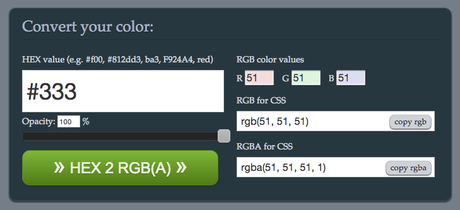 Convertir les code couleurs en rgba : outil en ligne