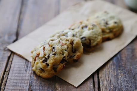 The cookies au chocolat et aux amandes moelleux  , The cookies with chocolate and almond