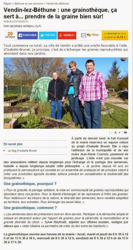 Une Grainothèque à Vendin Une Grainothèque à Vendin