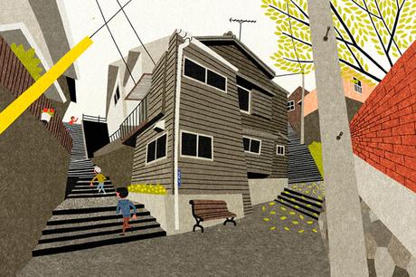 Wide angle urban illustrations and sketches by Ryo Takemasa