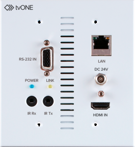 0000998 hdmi 4k uhd hdbaset 5 play wallplate transmitter 276x300 tvONE présente un boîtier mural 4K HDBaseT 5play