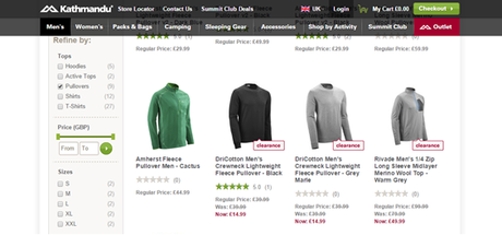 Exemple de menu sticky sur le site kathmandu.co.uk menu sticky ergonomie UX