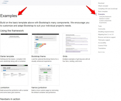 Exemple d'indicateur de scroll sur le site bootstrap.com Exemple d'indicateur de scroll sur le site bootstrap.com