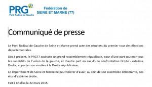 Communiqué du PRG77 – Départementales 2015 vomprg77