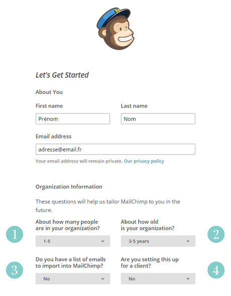 Newsletters : S'inscrire sur MailChimp