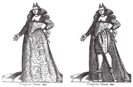 Les signore putane supplient le Patriarche Pietro Bertelli, Courtisane à Venise (Diversarum Nationum Habitus. 1589. London, British Library).