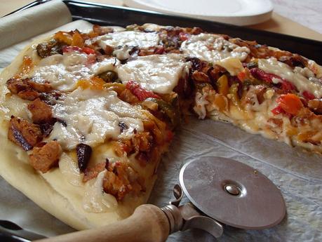 Pizza poulet poivrons (Vegan)