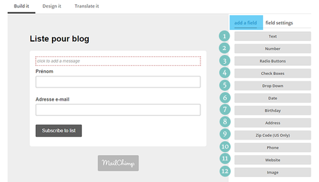 Newsletters : créer un formulaire d'inscription avec Mailchimp, et l'ajouter à son blog sous Blogger