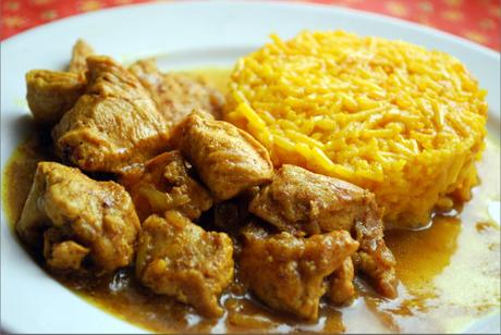 Poulet curry Masala et Riz Basmati Safrané
