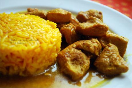 Poulet curry Masala et Riz Basmati Safrané