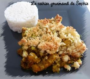 Crumble poulet, curry, coco Crumble poulet, curry, coco