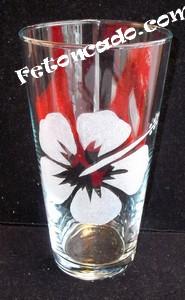 Vase gravé hibiscus
