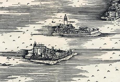 La paix de Lodi et San Christoforo della Pace Îles de S. Michele et S. Christoforo sur le plan de Jacopo Barbari