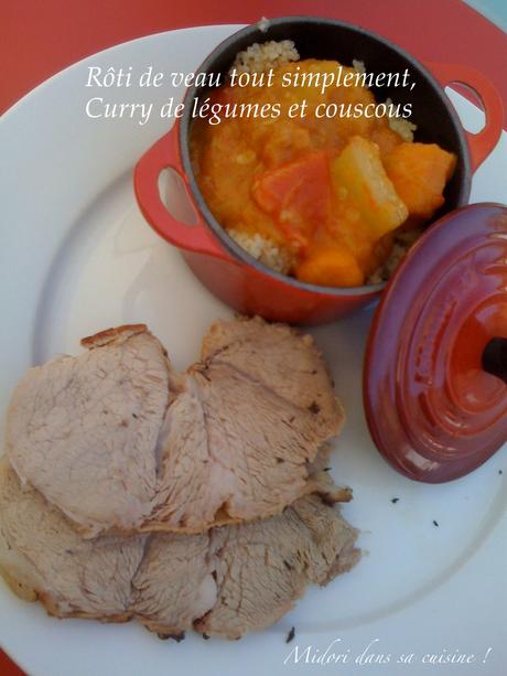 Roti de Veau, Curry de Légumes et Graines de Couscous Complet
