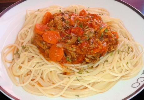 Spaghetti moules carottes