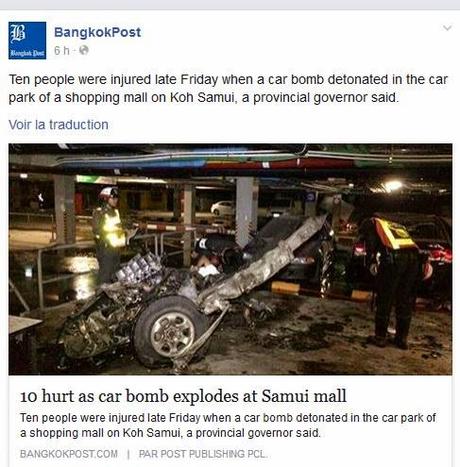 Koh Samui  Attentat a la voiture piégée, 10 blessés [HD]