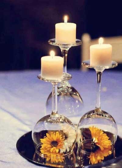 centre de table verre bougies