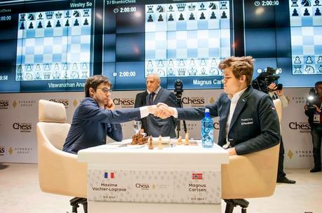 Carlsen bat MVL à la ronde 5 du Mémorial Vugar Gashimov - Photo © Shamkir Chess Tournament 2015 