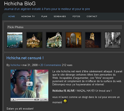 Le Blog Hchicha.net attaqué Le Blog Hchicha.net attaqué