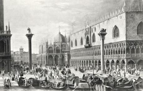 Carlevaris Luca , Veduta di Venezia con la Piazzetta verso la torre dell'Orologio