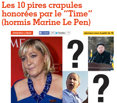 Avec le top 100 du Times, Le Pen s’approche irrésistiblement du point Godwin