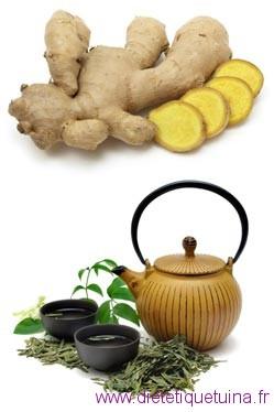 Associations simples du gingembre : avec  jujube, thé vert et la peau de mandarine séchée